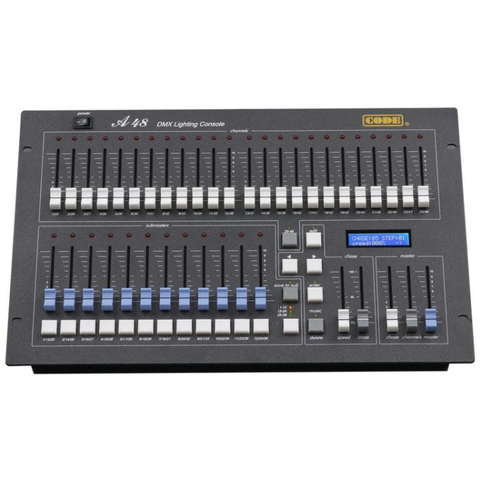 Пульт управления светом. Дисплей LCD. Всего 48 DMX-каналов CODE A48-(48-CH)