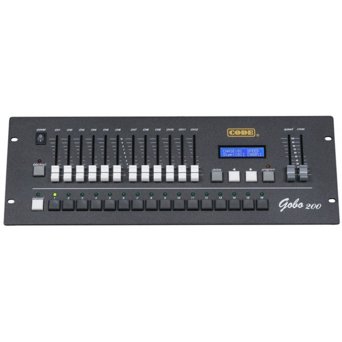 Пульт управления светом. Дисплей LCD. Всего 192 DMX-каналов CODE GOBO-200-(192-CH)
